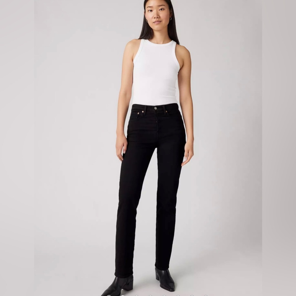 Levis Wedgie Straight Black Jeans